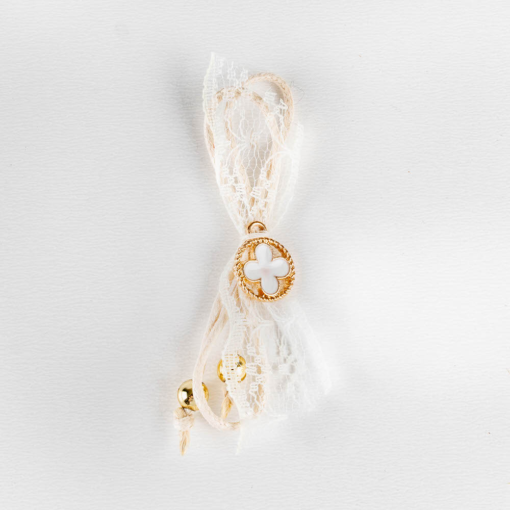 Μαρτυρικό βάπτισης πέτου διακοσμημένο με κορδόνι κερωμένο, δαντέλα και σταυρουδάκι μεταλλικό με φιλντεσι