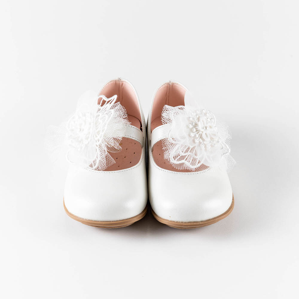 Βαπτιστικό κοριτσίστικο παπούτσι λευκό δερμάτινο με μπαρέτα και ανατομικό πάτο