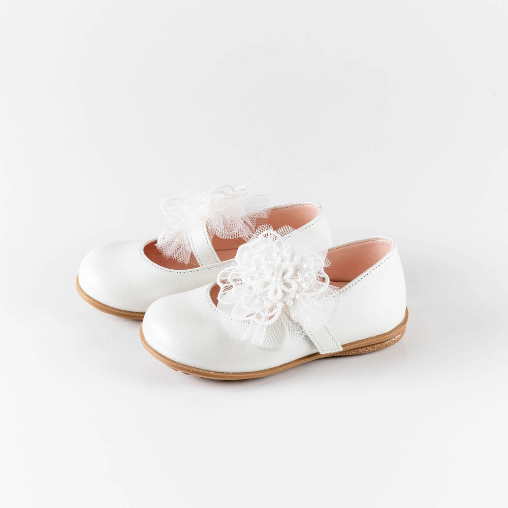 Βαπτιστικό κοριτσίστικο παπούτσι λευκό δερμάτινο με μπαρέτα και ανατομικό πάτο