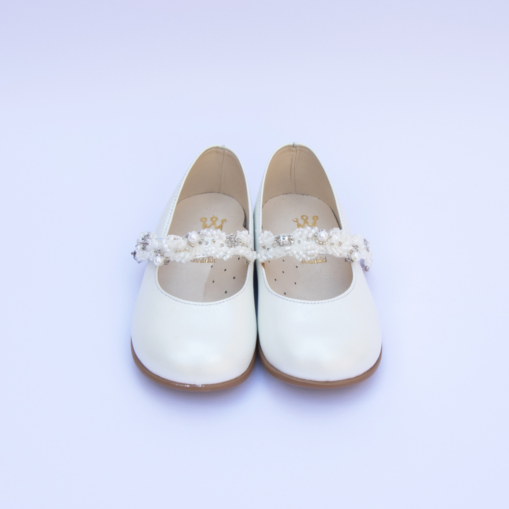 Βαπτιστικό κοριτσίστικο παπούτσι λευκό με μπαρέτα
