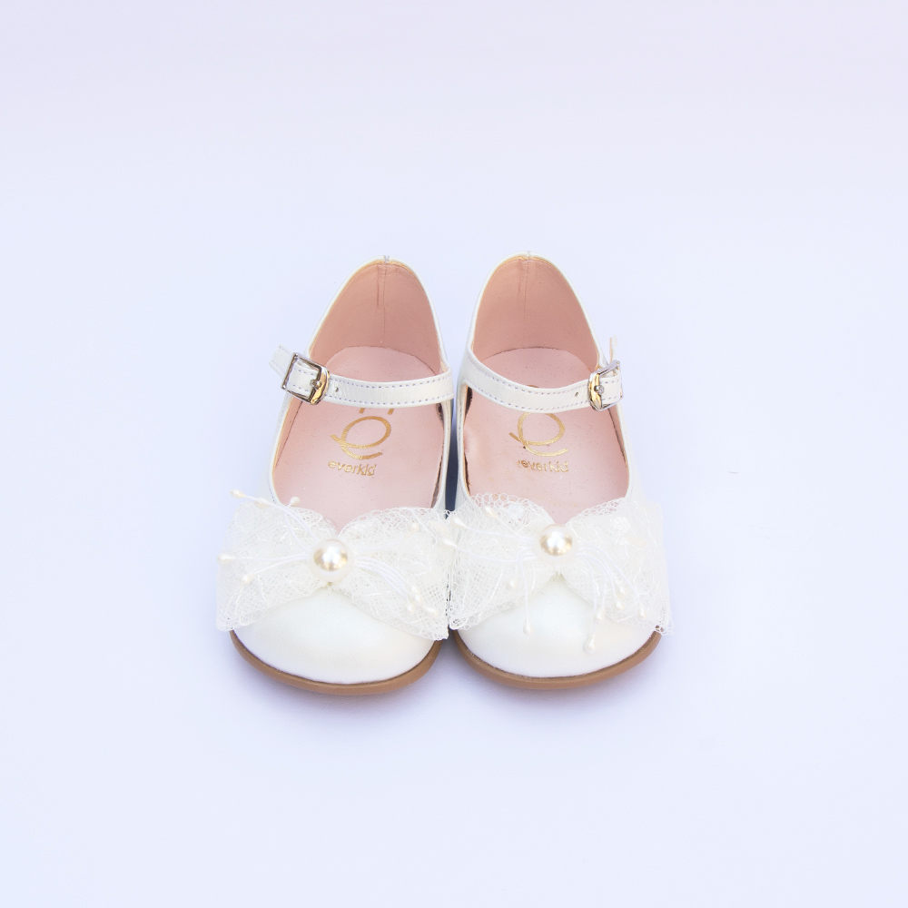 Βαπτιστικό κοριτσίστικο παπούτσι λευκό με μπαρέτα