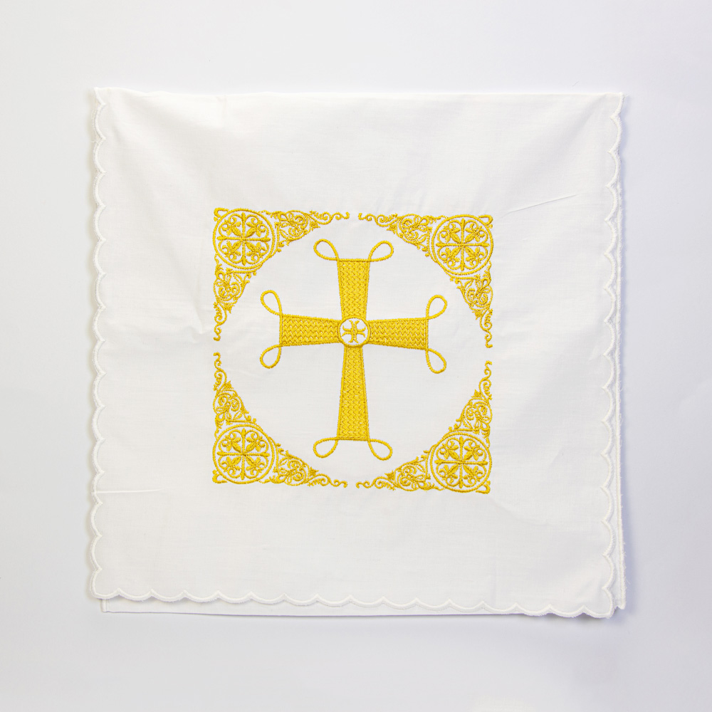 Θήκη για πρόσφορο με χρυσό κεντητό σταυρό