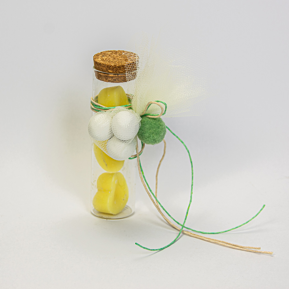 Μπομπονιέρα βάπτισης σωλήνας γυάλινος με wax melt