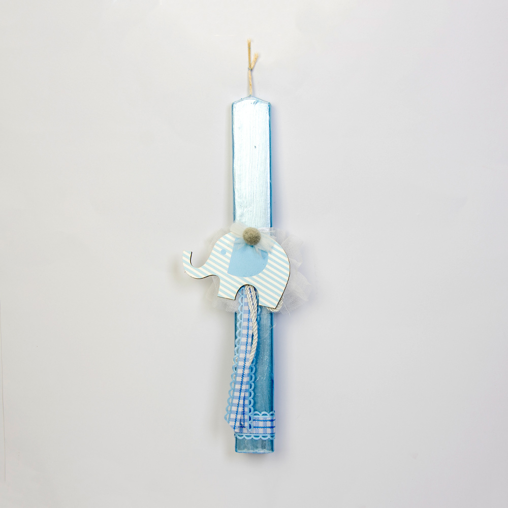 Λαμπάδα γαλάζια με γαλάζιο ελεφαντάκι