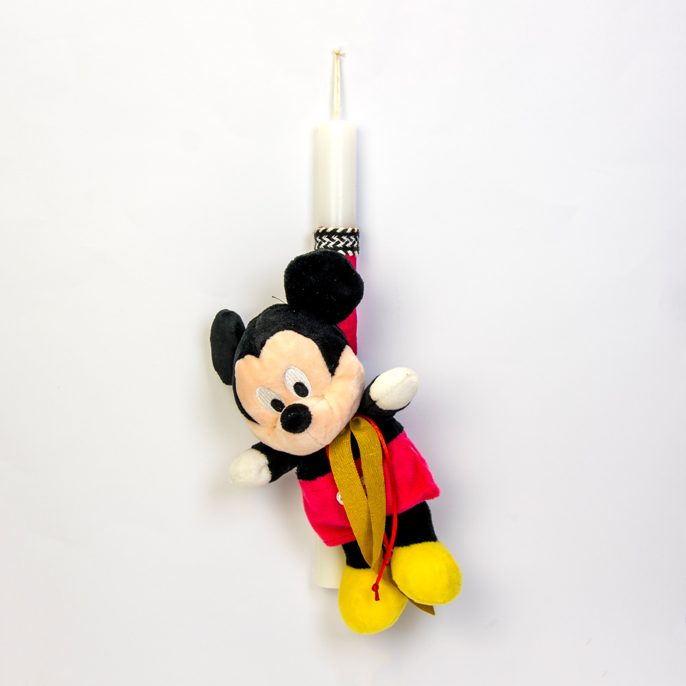 Λαμπάδα λευκή με αρκουδάκι mickey