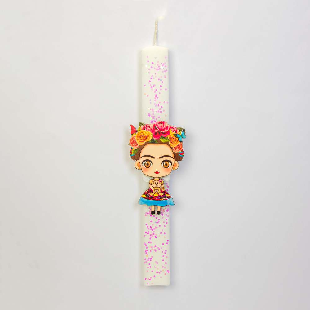 Λαμπάδα λευκή με την Frida Cahlo