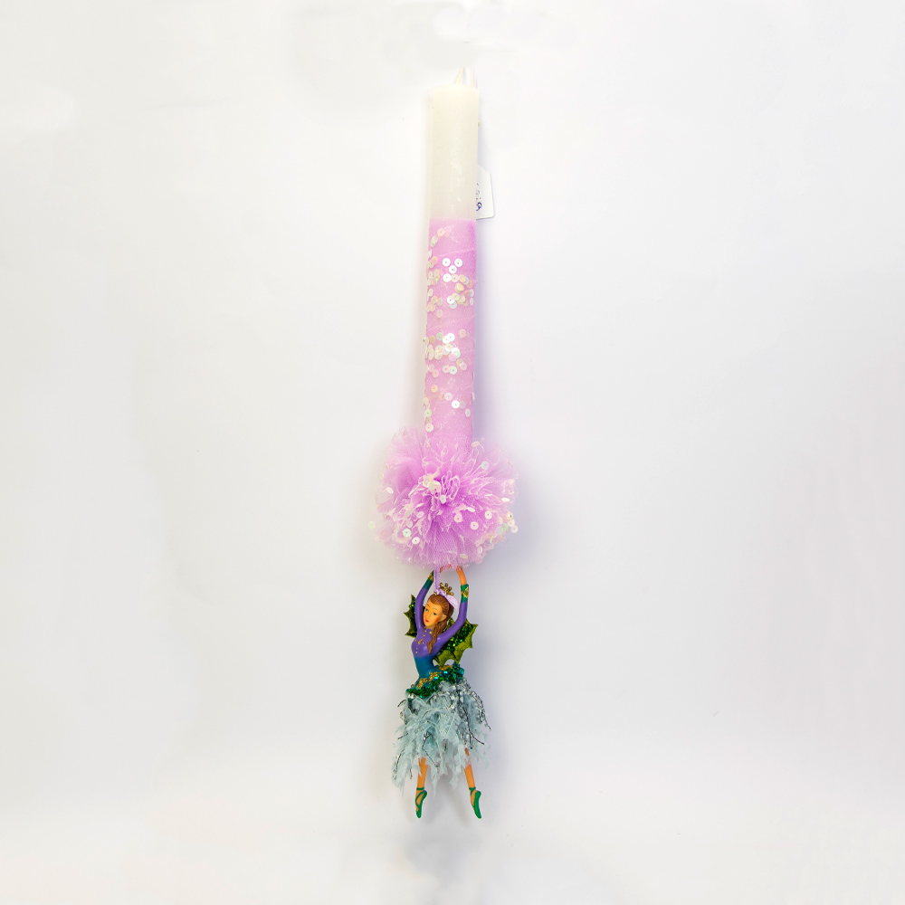 Λαμπάδα με κρεμαστή μωβ νεράιδα