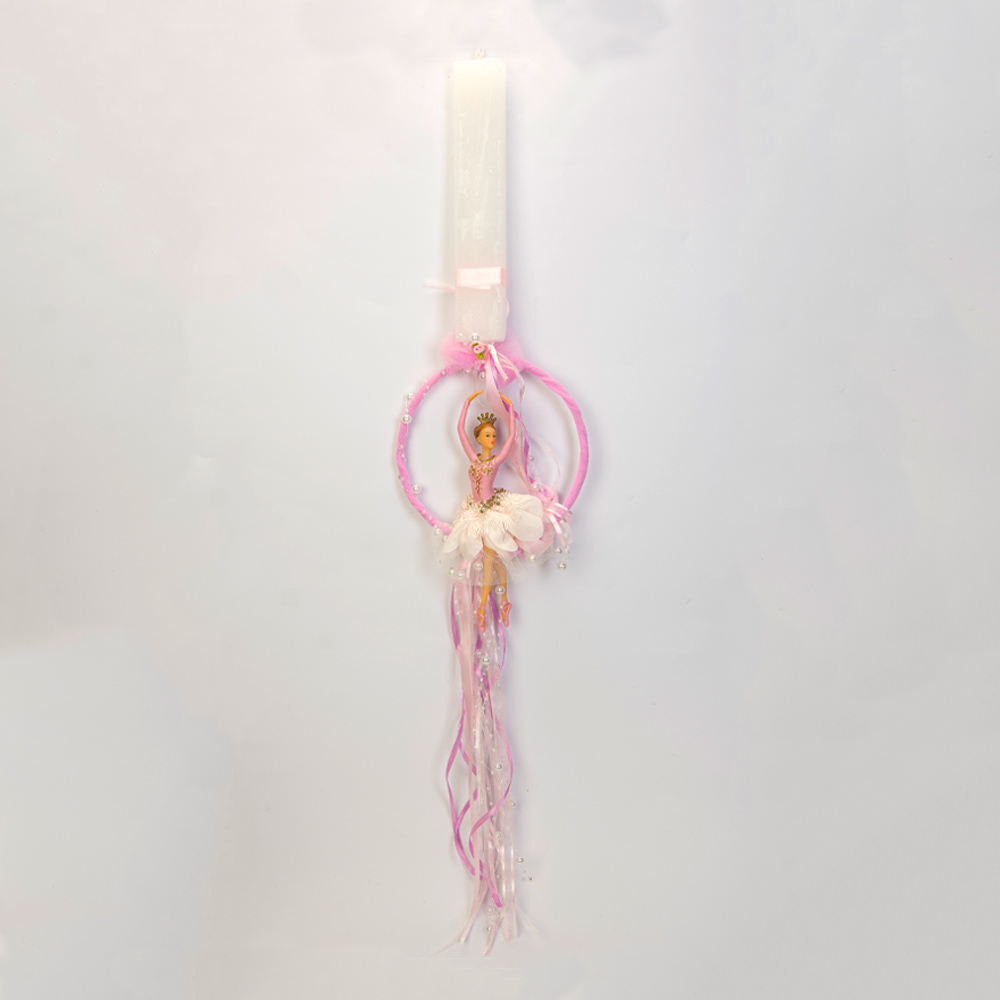 Λαμπάδα με κρεμαστή ροζ νεράιδα