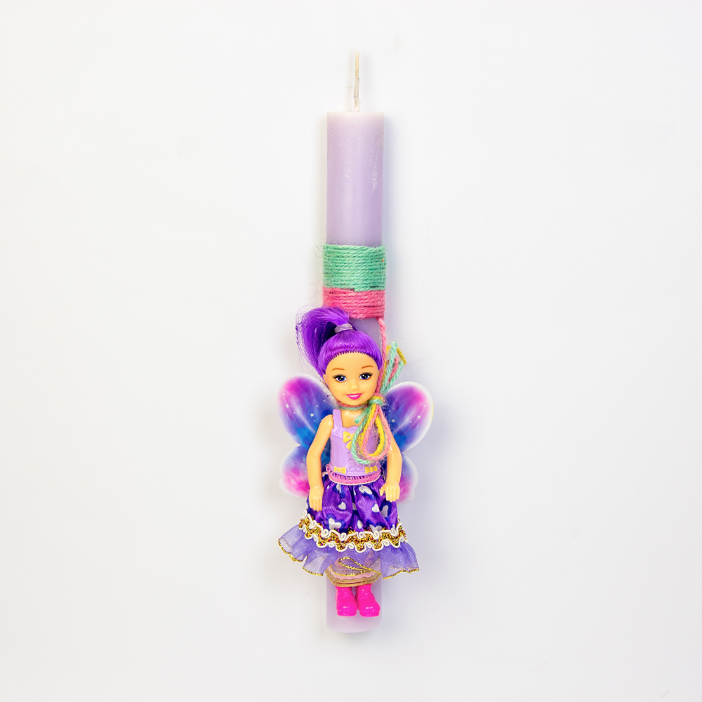 Λαμπάδα με μωβ κουκλίτσα νεράιδα