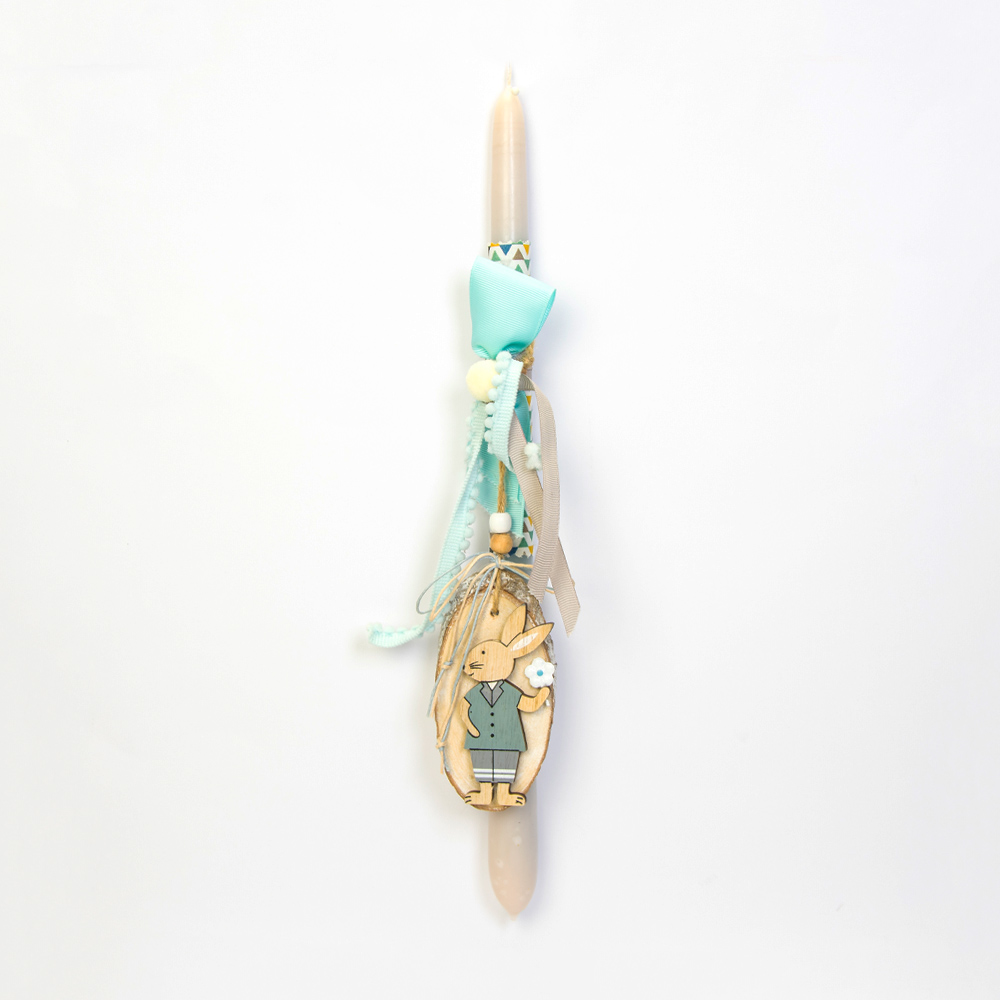 Λαμπάδα με ξύλινο λαγουδάκι