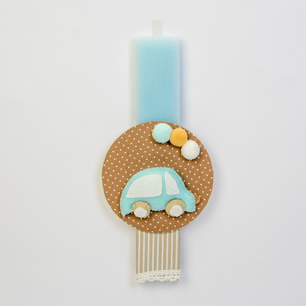 Λαμπάδα με τσόχινο αυτοκινητάκι