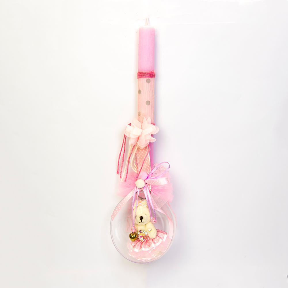 Λαμπάδα ροζ με αρκουδάκι