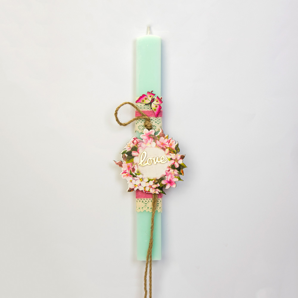 Λαμπάδα φυστικί με μήνυμα love